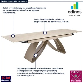 Duży designerski stół rozkładany trawertyn + kaszmir Z1-G23