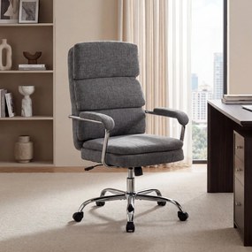 HOMCOM Krzesło do Home Office, regulowane wysokościowo, obrotowe 360° krzesło biurowe do pracy w domu, szare | Aosom PL