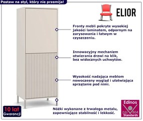 Kaszmirowa komoda na nóżkach z lamelami - Valdi 5X