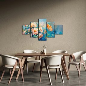 Obraz - Motyl i kwiaty, obraz olejny II. (125x70 cm)