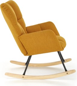 Pikowany fotel bujany na drewnianej płozie Vasco Halmar