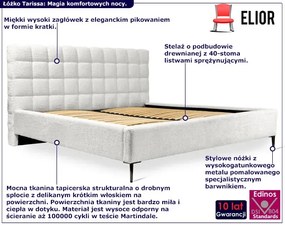 Łóżko tapicerowane z pikowanym zagłówkiem ecru Tarissa Vero 2X