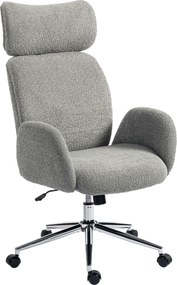 HOMCOM Fotel biurowy z regulowanym zagłówkiem, ergonomiczny fotel biurkowy, funkcja bujania, regulacja wysokości, ciemnoszary | Aosom PL