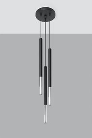 Metalowa lampa wisząca w czarno-srebrnym kolorze ø 20 cm Asarot – Sollux