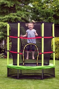 Trampolina CROSS z siatką, zielono-czarna, 140 x140 x 160 cm