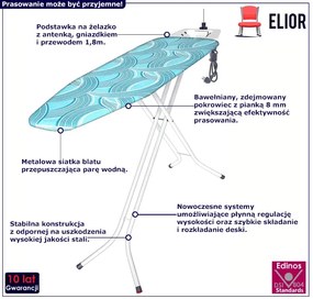 Niebieska składana deska do prasowania - Alegra 3X