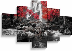 Obraz - Wodospady w jesiennym krajobrazie (125x70 cm)