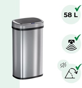 Kosz na śmieci DEUS z czujnikiem, 58 litrów, srebrna Jurhan