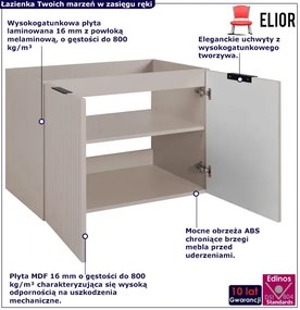 Kaszmirowa ryflowana szafka łazienkowa dwudrzwiowa 80 cm L9-A65