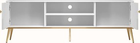 Szafka RTV 160 cm Goldin 06, biały połysk / złoty