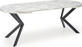 Okrągły rozkładany stół do jadalni Peroni biały marmur / czarny