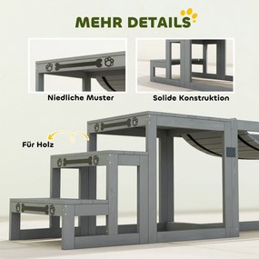 PawHut Zestaw agility dla psów 3-częściowy zestaw sprzętu agility z mostem, schodami, platformą, z drewna świerkowego, 117 x 50 x 56 cm, Szary | Aosom PL