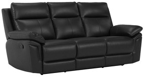 Kanapa 3-osobowa z funkcją relax ze skóry bawolej PAKITA - kolor czarny