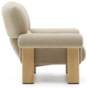 Beżowy fotel z tkaniny szenilowej Nema – Kave Home