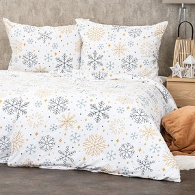 4Home Pościel flanelowa Frosty snowflakes, 220 x 200 cm, 2 szt. 70 x 90 cm