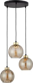 LED żyrandol na lince DEVI 3xE27/15W/230V czarny/dymowy beż