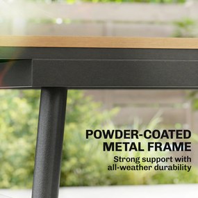 Outsunny Stół Ogrodowy 140 x 80 cm dla 6 Osób, Odporność na Warunki Atmosferyczne, Blat WPC, Regulowane Nóżki, Teak | Aosom PL
