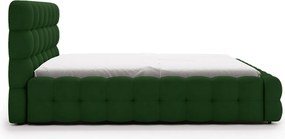 Emporius Parlas Bis łóżko 160x200 z pojemnikiem, łóżko tapicerowane do sypialni - gruba pianka, stelaż, tkanina aksamitna, zielony (Amor Velvet 4311)