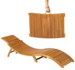 Casaria Leżak ogrodowy FLORIDA, składany, 57x190x51cm, naturalny brąz