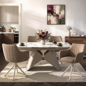 Zestaw Stół Rozkładany VERONA 160-240 cm Biały Marmur/Kaszmir i 4 Krzesła ASPEN 2 Beżowe