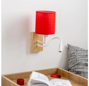 Brilagi - LED Kinkiet NUBILA WOOD 1xE27/25W/230V + LED/3W dąb/czerwony