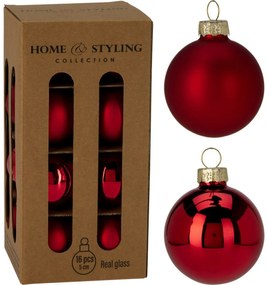Zestaw 16 szt. ozdób choinkowych Crystal Harmony, czerwony, śr. 5 cm, szkło, 4HOME