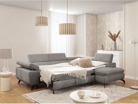 Jasnoszary narożnik z tkaniny szenilowej (prawostronny/w kształcie litery L) Marbeya – Ropez