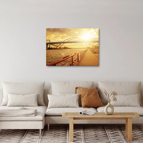 Obraz mostu z zachodem słońca (70x50 cm)