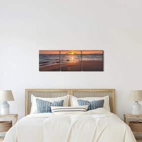 Obraz serca na piasku (z zegarem) (90x30 cm)
