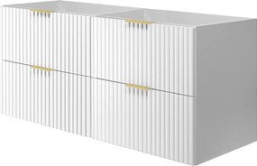 Szafka pod umywalkę, Biały, 120 (2 x 60) x 57 x 46 cm, uchwyt złoty, bez blatu