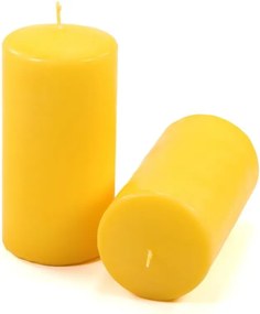 Zestaw świec słupkowych, 15 cm, Ø 7,5 cm, żółty, 4 sztuki.