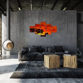 Obraz ptaków o zachodzie słońca (125x70 cm)