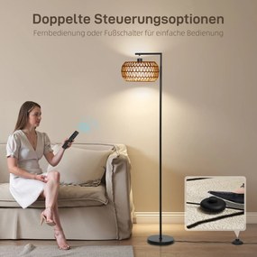 HOMCOM Lampa stojąca LED z podwójnym kloszem, ściemniana z 3 temperaturami barwowymi do salonu, sypialni, biura, Czarny | Aosom PL