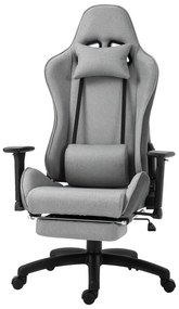 Vinsetto Fotel biurowy z regulowaną poduszką pod plecy ergonomiczny tkanina lniana szary | Aosom PL