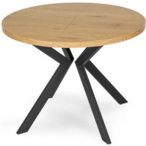 Stół Okrągły Rozkładany LUKAS 100-250 cm Dąb Złoty Nowoczesny Loft