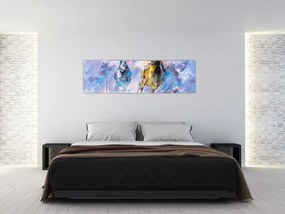 Obraz biegnących koni, obraz olejny (170x50 cm)