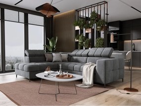 Narożnik PABLOS układ L strona Prawa w tkaninie VOGUE 14 regulowane zagłówki z funkcją spania