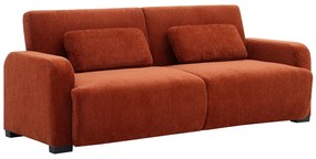 Kanapa 3-osobowa rozkładana z tkaniny szenilowej w kolorze terakoty LOMARIO