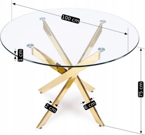 Zestaw Stół Okrągły SALLO 100 cm i 4 Krzesła Tapicerowane RUBI Szare Glamour