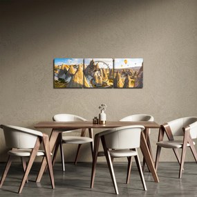 Obraz - Balony na ogrzane powietrze (z zegarem) (90x30 cm)