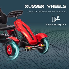 HOMCOM Gokart na pedały z hamulcem ręcznym, regulowanym siedzeniem, przód-tył, do 50 kg dla dzieci 5-12 lat Czerwony | Aosom PL
