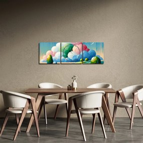 Obraz - Krajobraz z chmurą (z zegarem) (90x30 cm)