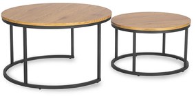 Zestaw Stolików Kawowych DELIA MAX 60 cm/80 cm Dąb Złoty Nowoczesny Loft