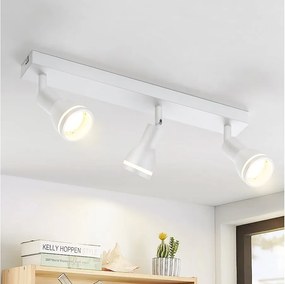 NETTLIFE Nowoczesna biała lampa sufitowa: 3 regulowane metalowe punkty sufitowe, lampa sufitowa GU10, do sypialni, jadalni, bez żarówki