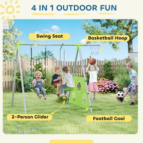 Zestaw huśtawek ogrodowych dla dzieci AIYAPLAY, regulowane huśtawki, stal, Zielony