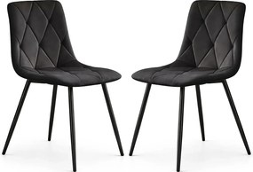 Zestaw 2 czarnych krzeseł tapicerowanych welurem L0-C41