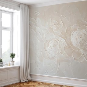Fototapeta - Eleganckie beżowe kwiaty (196x136 cm)
