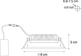 Wpuszczany reflektor czarny, przechylny 8,2 cm z diodą LED ściemnianą do ciepłej barwy IP54 Ultra Slim - Pupil