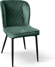 Zestaw 4 krzeseł z zielonego aksamitu i antracytowymi metalowymi nogami - SOHO