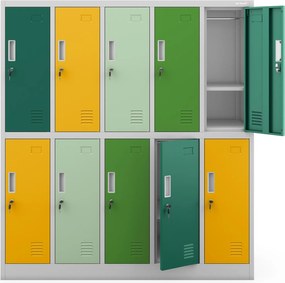 Kolorowa szatnia szkolna 10-skrytkowa Bartuś 136x45x150 cm